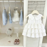 Girls Sleeveless Dress Summer Baby Girl Bunny Ears Doll Collar Cotton Cake Dress
