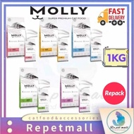 Molly 1KG Repack Super Premium(Kitten &amp; Mother/Chicken &amp; Anchovy/Shrimp &amp; Salmon/Indoor/Renal Care) Cat Dry Food /Makanan Kucing
