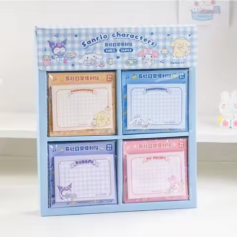 Genuine Sanrio 50Sheets Sticky Note Kawaii Kuromi Melody Cinnamoroll Cartoon Stationery Memo Error C