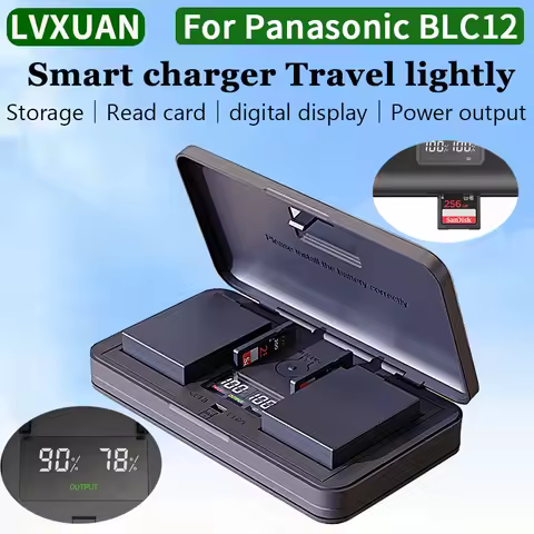 LVXUAN DMW-BLC12 Battery Charger with SD Card Reading Function,For Panasonic DMC-G7,G85,G95,FZ2500,G