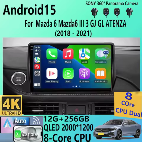 Android 15 Wireless Carplay Auto Car Radio For Mazda 6 Mazda6 III 3 GJ GL ATENZA 2018 - 2021 Multime
