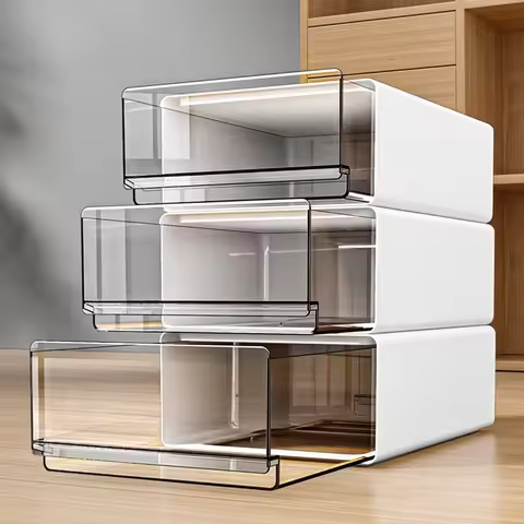Office Desktop Storage Box Organizer Drawer-style Workstation A4 File Storage Cabinet Transparent St