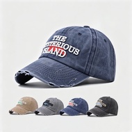 Washed Cotton Baseball Cap Iceland Letter Embroidery Korean Style Adjustable