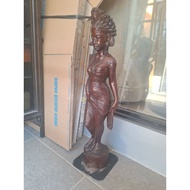Antique carved statue BalineseWanita Holding Fan