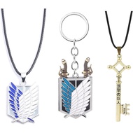 Ealipoi Aot Cosplay Shingeki No Kyojin Kalung Wings of Freedom Anime Eren Aksesori Rantai Kunci 3pcs