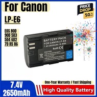 LP-E6 Battery 7.4V 2650mAh Rechargeable Batteries and Charger for Canon EOS 80D 90D 5D3 5D4 6D2 7D R