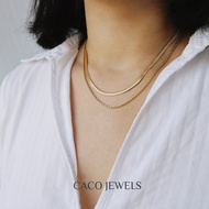 CACO Layered Herringbone Necklace 18K Gold Plated on 316L Titanium Steel Non-Tarnish "Herring (Neckl