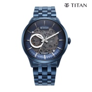 Titan Metal Mechanicals Blue Dial Analog Stainless Steel Strap Watch for Men