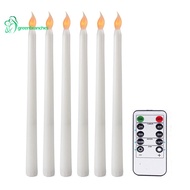 6Pcs Flameless Taper Candles Flickering with 10-Key Remote Timer, Battery Operated LED Candlesticks Window Candles