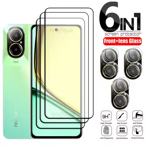 6-in-1 For Realme C67 Glass For OPPO Realme C67 4G Tempered Glass Protective Full Cover Screen Prote