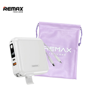 Remax Power Bank W1501 White Set - ชุดเซ็ตรวมสีขาว พาวเวอร์แบงค์ Fast Charge มีสายชาร์จในตัว สายคล้อ