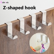 2Pcs Z-Shape Cabinet Hooks Stainless Steel Hanger Dormitory Wardrobe Hook Punch-Free Kitchen Bathroom Door Rear Organizer