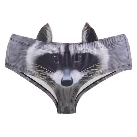 3D Stereo Ears Women Underwear Animal Printed Panties Temptation Wrap Buttocks Underpants Elastic Wa