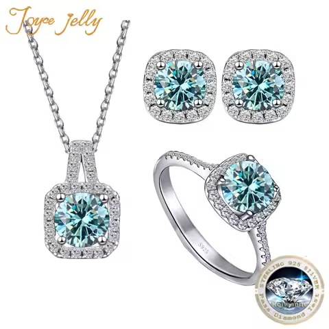 JoyceJelly S925 Sterling Silver jewelry for women 1 carat moissanite diamond 3 pieces set necklace r