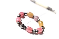阿根廷紅紋石+黃玉+紫玉+925純銀手錬~天然石珠串手作 Onlyone