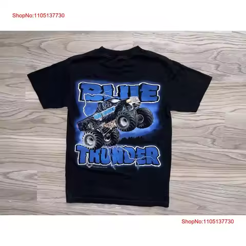 Vintage Monster Jam Blue Thunder Racing Team T Shirt Men s Size Y2K vintage Washed streetwear graphi