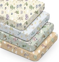 VitalCozy 4 Pcs Watercolor Cute Dragon Fairy Tale Crib Sheets for Boys Girls 52'' x 28'' x 8'' Cloud