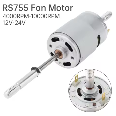 RS755 DC Fan Motor 12V-24V 4000RPM-10000RPM Dual Output Shaft DC Motor Replacement 220V AC for Elect