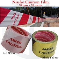 Nissho Awas Caution Film / Safety Warning Film Tape ( 70 mm x 70 meter ) Red White / Black Yellow