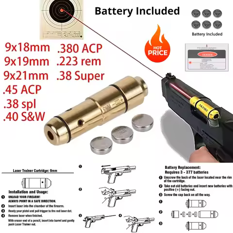 Tactical 9mm 9x19mm 7.62X39 Training Laser Bullet Dry Firing Bore Sight for G43 G17 G19 Taurus G2C S