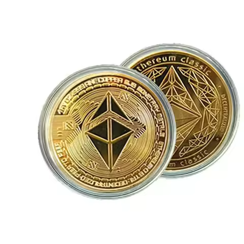 Virtual Currency BTC ETH Commemorative Medal Gold Plated Metal Coin Collection Art Craft Ornament De