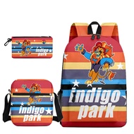 Three Piece park park park Indigo Bag Backpack indigo2024 Shoulder Bag Pen School Bag Printing