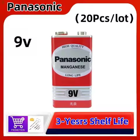 1PCS -20PCS Original Panasonic 9V 6F22ND 6f22 Alkaline Battery for Alarm Wireless Microphone Mercury