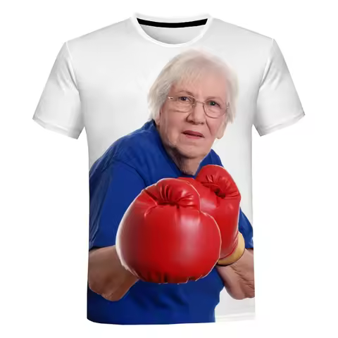 New Fashion Senior Women Licking Red Popsicle 3d Printed Summer Men's T-shirt Kawaii Grandma Fun Pop