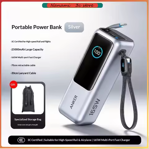 Anker ZOLO Energy Capsule 165W Power Bank with Built-in Retractable Cable Gifts