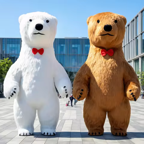 2M/2.6M/3M White Bear Inflatable Costume Birthday Party Role Play Funny Props Panda Polar Bear Masco