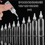 10-200ml Clear Empty Dropper Bottle with Cap Plastic Nozzle Dropper Caps