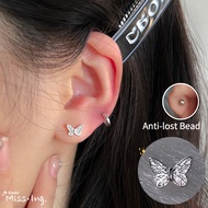 【NEW】Anti-loose 999 Silver Earring Butterfly Screw Earings Ear Stud  Earring Hypoallergenic Earring 