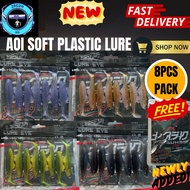 8PCS 6.5cm 2.7g AOI TPE SP Soft Plastic fishing lure bait Ikan Umpan casting haruan siakap toman