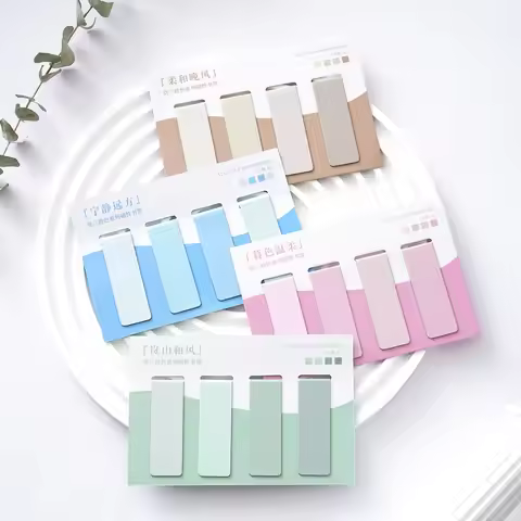 4Pcs Magnetic Bookmark Gradient Solid Color Antique Art Page Folder for Books Readers Stationery Sup
