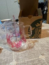 Starbucks櫻花玻璃杯連攪拌棒