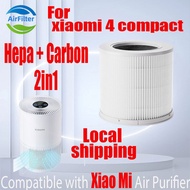 Original and Authentic【For xiaomi 4 compact】Replacement Compatible with Xiaomi 4 compact Filter Air Purifier Accessories High Quality HEPA&amp;Active Carbon High-Efficiency H13 hosp