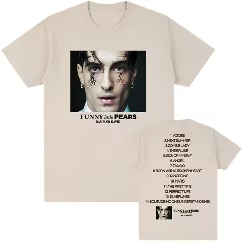 FUNNY Little FEARS Album 2025 T-shirt Damiano David Singer Printing Tshirts Cotton Men Summer O-neck