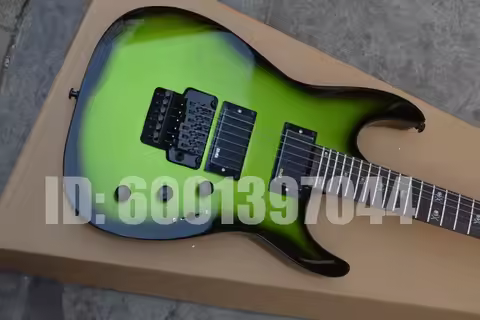 New arrivals Green black edge electric guitar, EMG pickups, beautiful sound.