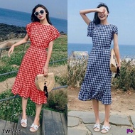 TwinsShopVip TW5935 Plaid Dress Woven Fabric