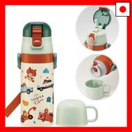 【Direct From Japan】Skater Kids' Stainless Steel Water Bottle, 2-Way Design, Straw Drinking (410ml), 