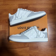 Lv Rivoli正品棋盤格 路易威登低幫板鞋 男款 灰白色 45碼