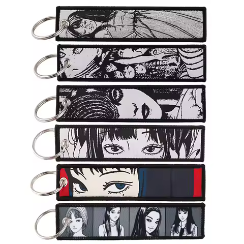 Horror Manga Key Ring Embroidery Key Fobs Holder Anime Women Keychain for Motorcycles Key Tags Jewel