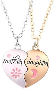 Mother Daughter Best Friend Necklace for Women 2pcs Split Love Heart Charm Matching Necklaces Family