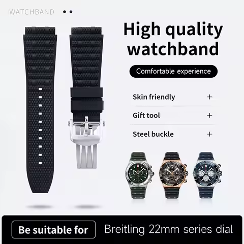 Soft Rubber Strap 22mm For Breitling Watchband Super Chronomat B01 Mechanical Timing AVENGER Super O