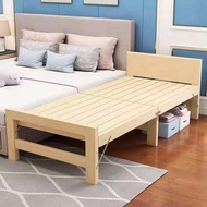 Ready Stock Bed Solid Wooden Foldable Bed Single Bed Frame Household Simple Double Solid Wood Frame Reinforced Bed