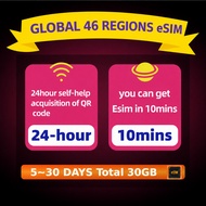 Global 46 Countries eSIM 5-30 Days 5G/4G Total 5-30GB Travel eSIM Card 欧洲37国+亚洲10国+澳大利亚上网卡 |Instant 
