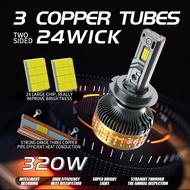 320W High Power Triple Copper Tube Car led Headlight H7H1H4Headlight Modification LED Laser Headligh
