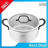 [ Local Ready Stocks ] iGOZO 24CM ELITE 304 STAINLESS STEEL CASSEROLE + GLASS LID COOKWARE KITCHENWARE PERIUK PENUTUP