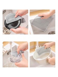 銀絲清潔抹布雙面鋼絲碗布，取代鋼絲球，無油洗碗巾，金屬線清潔布，適用於廚房使用