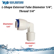Reverse Osmosis Fittings ST011-A L-Shape External Tube Diameter 1/4", Thread 1/4"